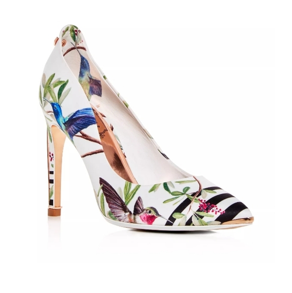 Ted Baker Shoes - Ted Baker women's Hallden Hummingbird Print Satin Pointed Toe Pumps
